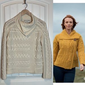 Aran Mor 100% merino wool Irish fisherman, cableknit sweater Sz Small